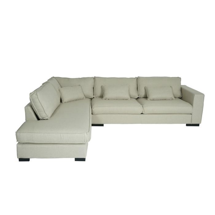 Ecksofa HWC-J58, Couch Sofa mit Ottomane links, Made in EU, wasserabweisend 295cm ~ Stoff/Textil sand-braun