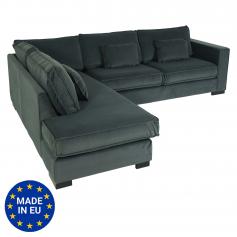 Ecksofa HWC-J58, Couch Sofa mit Ottomane links, Made in EU, wasserabweisend ~ Samt grau