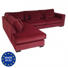 Ecksofa HWC-J58, Couch Sofa mit Ottomane links, Made in EU, wasserabweisend 295cm ~ Samt bordeaux-rot