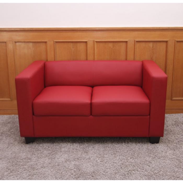 rot 2er Sofa Couch Loungesofa Lille Kunstleder 