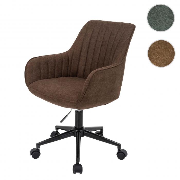 Brostuhl HWC-J62, Drehstuhl Schreibtischstuhl Lehnstuhl, Stoff/Textil mit Armlehne ~ braun