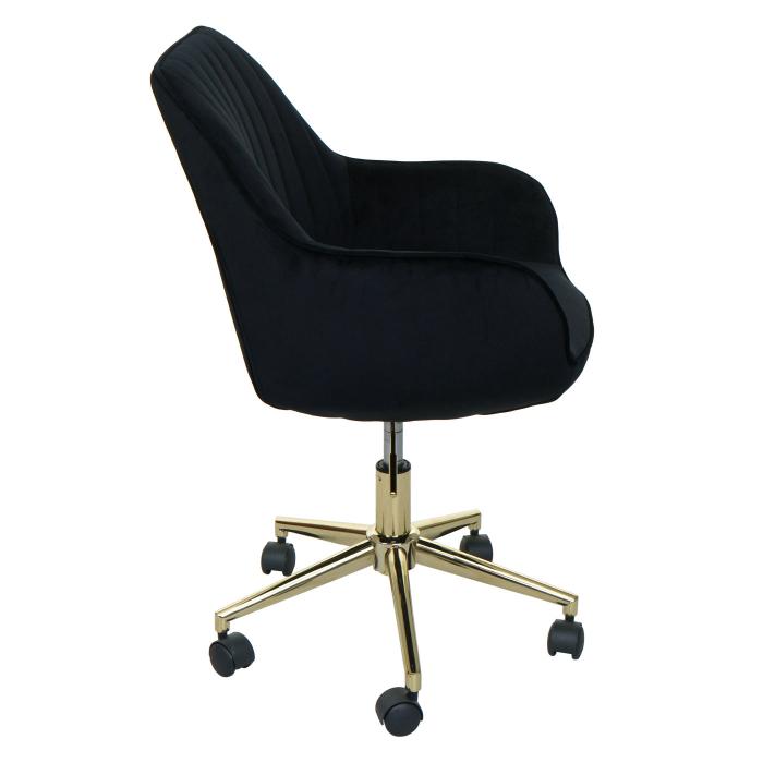 Brostuhl HWC-J62, Drehstuhl Schreibtischstuhl Lehnstuhl Stuhl, Samt mit Armlehne goldenes Fukreuz ~ schwarz