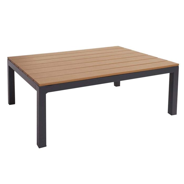 B-Ware (Kratzer SK3) | Garten Garnitur HWC-H54b, Garnitur Sitzgruppe Sofa, Olefin Holzoptik Alu ~ Polster hellgrau