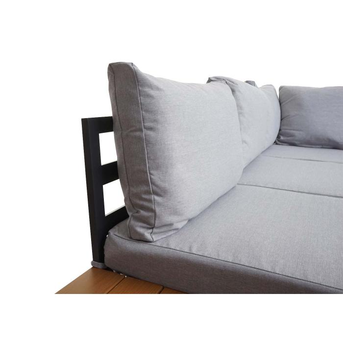 B-Ware (Kratzer SK3) | Garten Garnitur HWC-H54b, Garnitur Sitzgruppe Sofa, Olefin Holzoptik Alu ~ Polster hellgrau