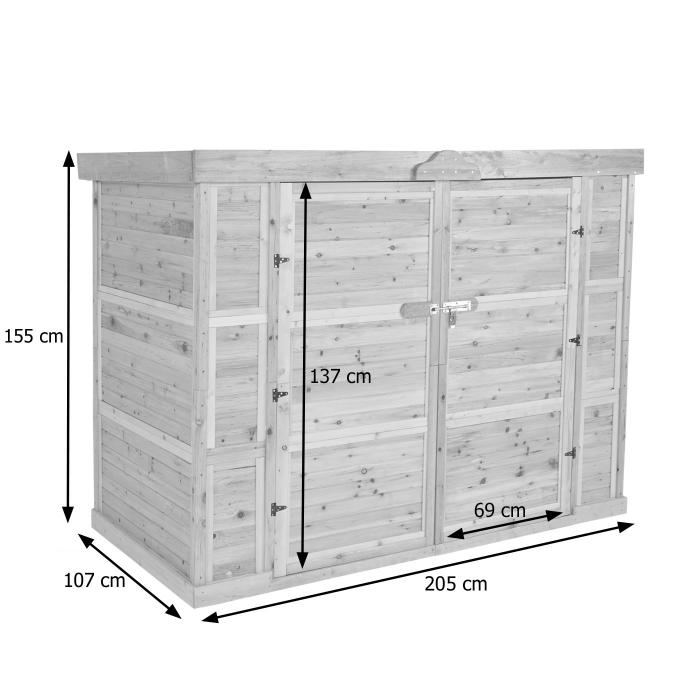 2er-Fahrradgarage HWC-H63b, Fahrradbox Gerteschuppen Gertehaus, abschliebar MVG-zertifiziert 155x205x107cm ~ braun