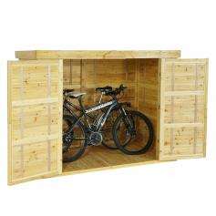 2er-Fahrradgarage HWC-H63b, Fahrradbox Geräteschuppen Gerätehaus, abschließbar FSC-zertifiziert 155x205x107cm ~ braun