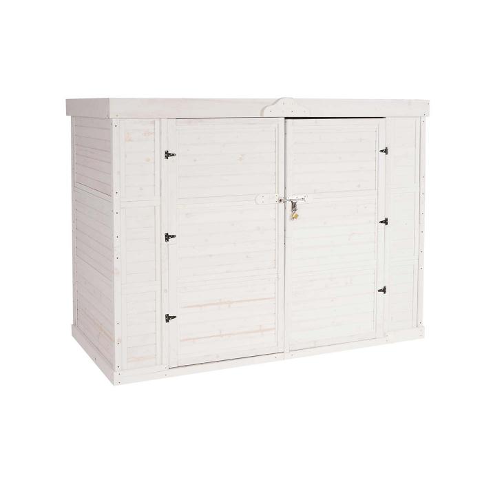 2er-Fahrradgarage HWC-H63b, Fahrradbox Gerteschuppen Gertehaus, abschliebar 155x205x107cm ~ wei