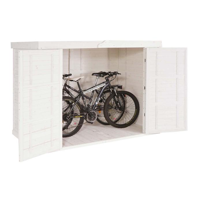 2er-Fahrradgarage HWC-H63b, Fahrradbox Gerteschuppen Gertehaus, abschliebar MVG-zertifiziert 155x205x107cm ~ wei