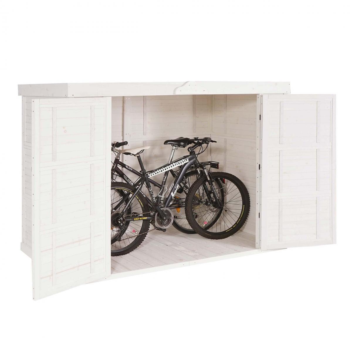 2er-Fahrradgarage HWC-H63b, Fahrradbox Gerteschuppen Gertehaus, abschliebar 155x205x107cm ~ wei