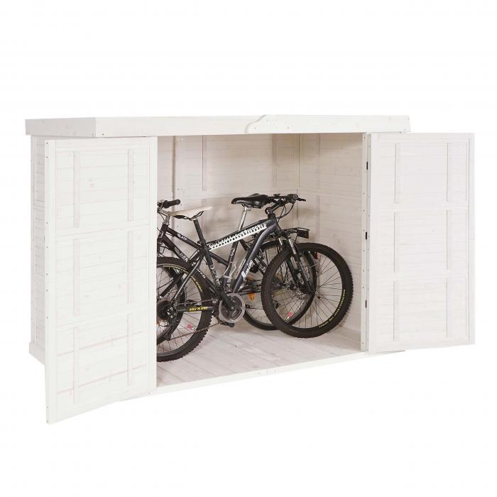 2er-Fahrradgarage HWC-H63b, Fahrradbox Gerteschuppen Gertehaus, abschliebar MVG-zertifiziert 155x205x107cm ~ wei