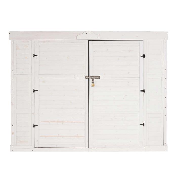 2er-Fahrradgarage HWC-H63b, Fahrradbox Gerteschuppen Gertehaus, abschliebar 155x205x107cm ~ wei