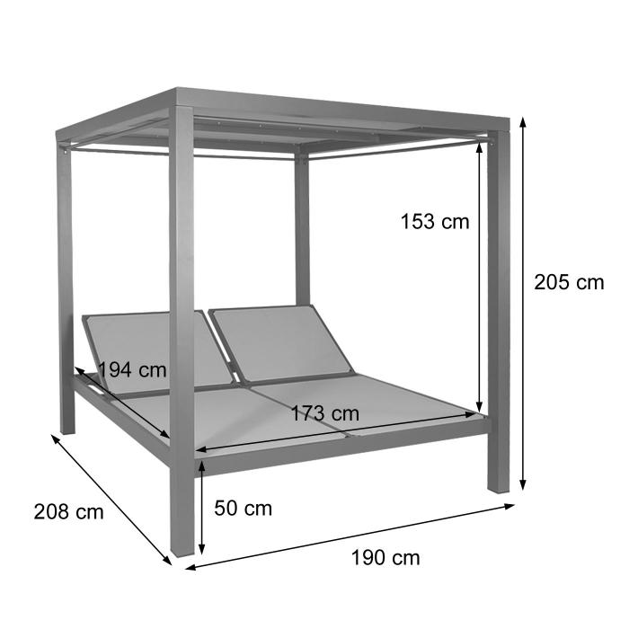 Lounge-Gartenliege HWC-J66, XL Sonnenliege Bali-Liege Doppelliege Outdoor-Bett, 10cm-Polster aus Olefin Alu ~ anthrazit