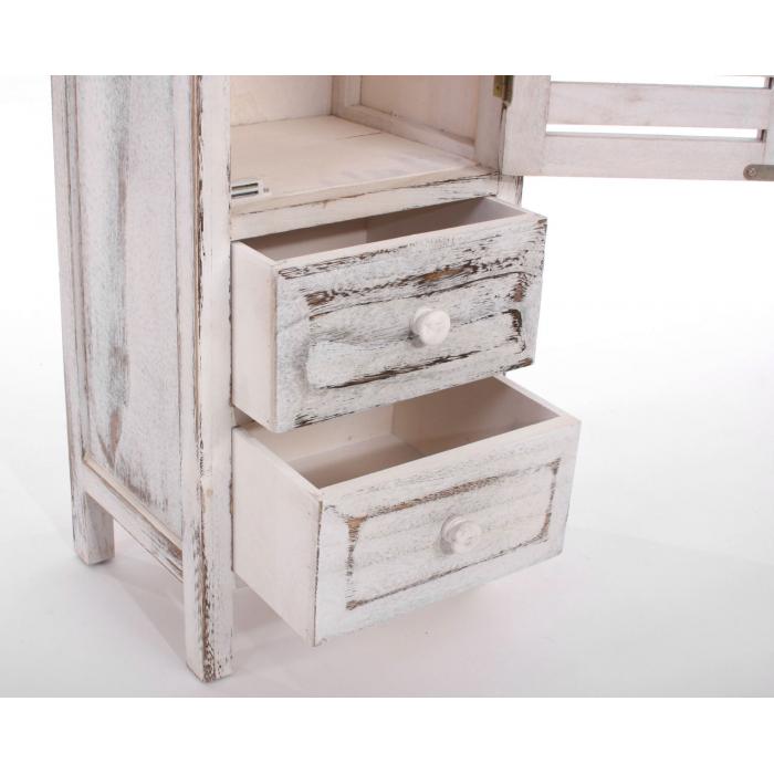 B-Ware (Fe gebrochen/Magnete lose SK5) | Kommode Schrank, 90x30x25cm, Shabby-Look, Vintage ~ wei