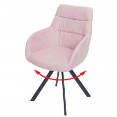 Esszimmerstuhl HWC-J69, Kchenstuhl Stuhl mit Armlehne, drehbar Auto-Position, Samt ~ rosa