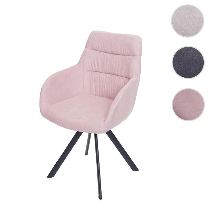 Esszimmerstuhl HWC-J69, Küchenstuhl Stuhl mit Armlehne, drehbar  Auto-Position, Samt ~ rosa von Heute-Wohnen