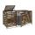 XL 3er-/6er-Mülltonnenverkleidung HWC-H62, Mülltonnenbox, erweiterbar 114x200x97cm Massiv-Holz ~ dunkelbraun