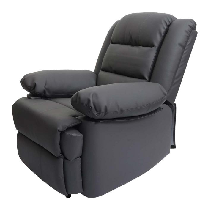 B-Ware (Flecken SK1) | Fernsehsessel HWC-G15, Relaxsessel Liege Sessel, Leder + Kunstleder 101x87x100cm ~ grau