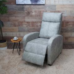 Fernsehsessel HWC-F76, Relaxsessel Sessel Liegesessel, Liegefunktion verstellbar Stoff/Textil ~ vintage hellgrau