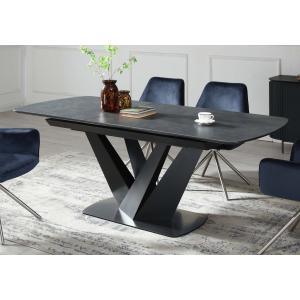 Esstisch HWC-J73, Tisch Esszimmertisch Ausziehtisch, Marmor-Optik Edelstahl Keramik ausziehbar 160-200x90 cm ~ schwarz