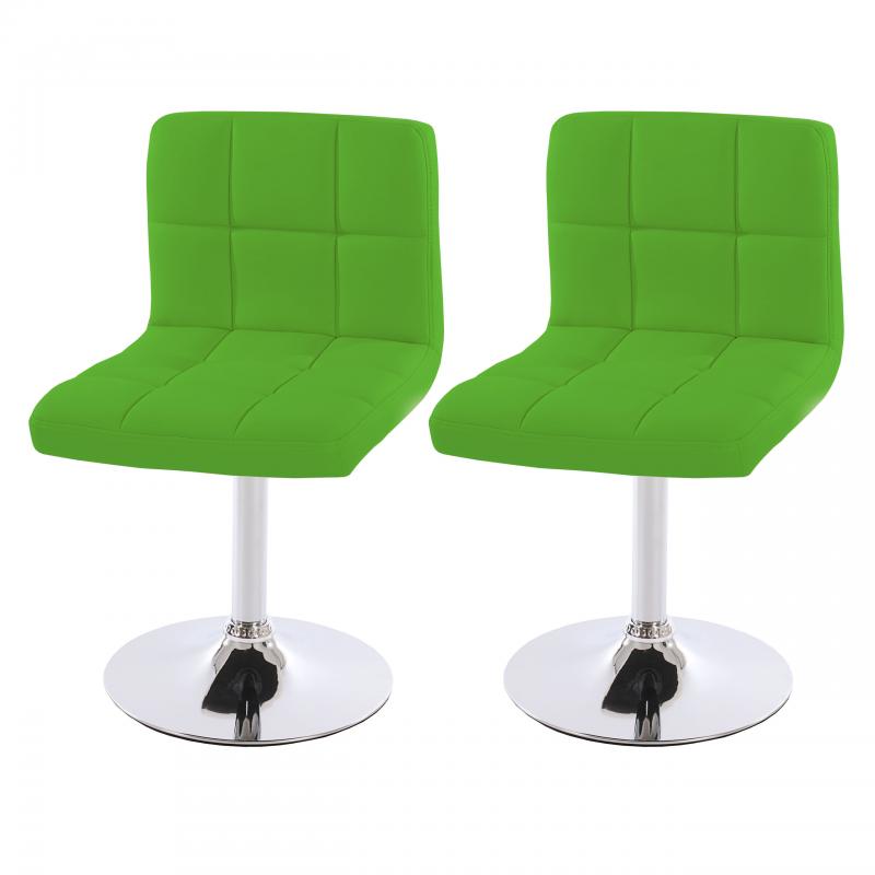 2er-Set Esszimmerstuhl Drehstuhl Stuhl Kavala Kunstleder Chrom ~ grn