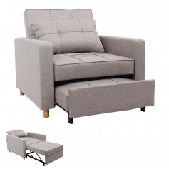 Schlafsessel HWC-L39, Funktionssessel Klappsessel Relaxsessel Sessel, Nosagfederung ausziehbar Stoff/Textil ~ grau-braun