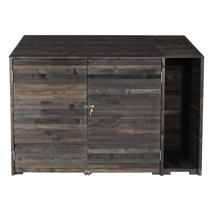 Gerteschuppen HWC-J75, Gerteschrank Gertehaus, Holz gebeizt MVG-zertifiziert, 180x250x93cm ~ anthrazit-grau