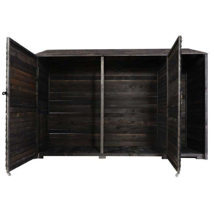 Gerteschuppen HWC-J75, Gerteschrank Gertehaus, Holz gebeizt MVG-zertifiziert, 180x250x93cm ~ anthrazit-grau