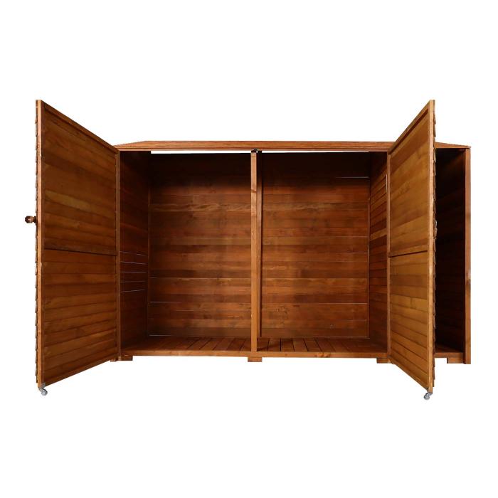 Gerteschuppen HWC-J75, Gerteschrank Gertehaus, Holz gebeizt MVG-zertifiziert, 180x250x93cm ~ naturfarben