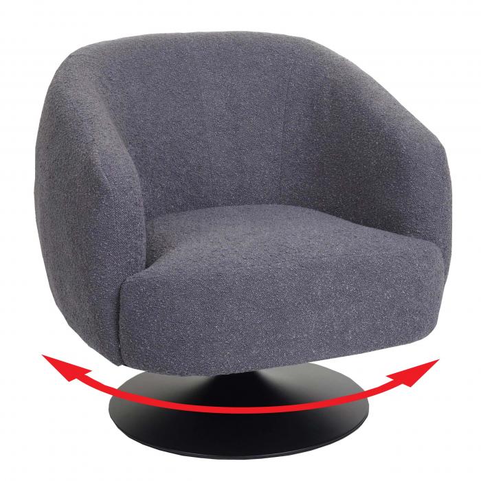 B-Ware (instabil, quietscht SK2) | Lounge-Sessel HWC-J76, Cocktailsessel Sessel drehbar Boucl Stoff Metall ~ dunkelgrau