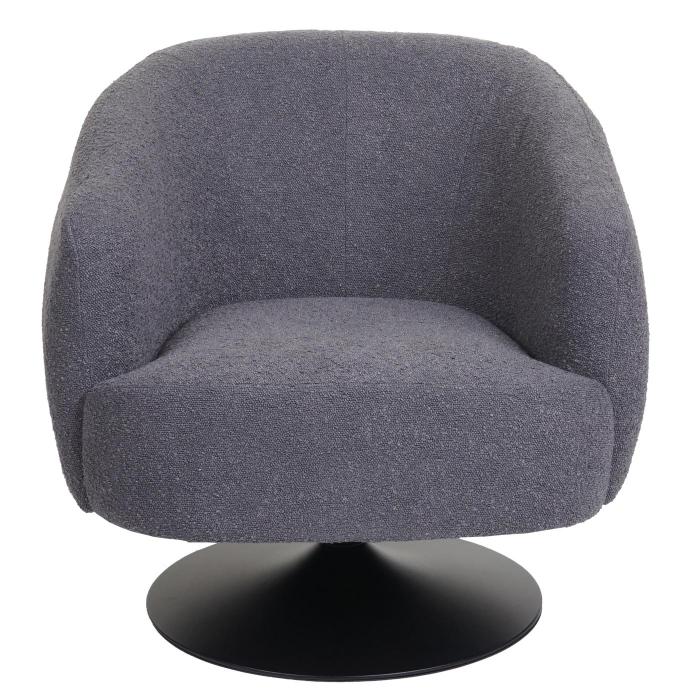 B-Ware (Quietscht/Wackelt SK1) | Lounge-Sessel HWC-J76, Cocktailsessel Sessel drehbar, Boucl Stoff Metall ~ dunkelgrau