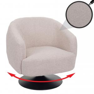 Lounge-Sessel HWC-J76, Cocktailsessel Sessel drehbar, Boucl Stoff Metall ~ creme-beige