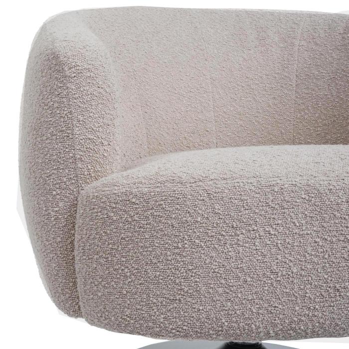 Lounge-Sessel HWC-J76, Cocktailsessel Sessel drehbar, Boucl Stoff Metall ~ creme-beige