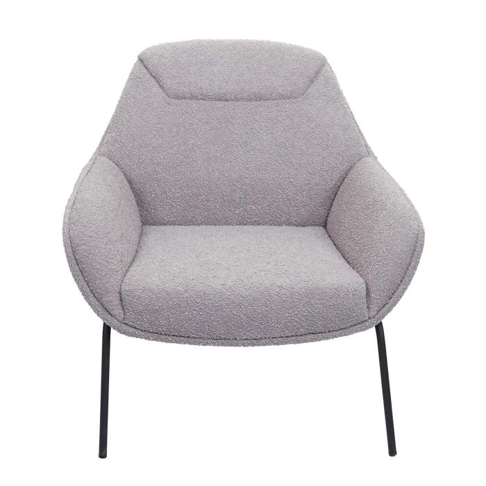 Lounge-Sessel HWC-J77, Cocktailsessel Sessel, Boucl Stoff Metall ~ hellgrau