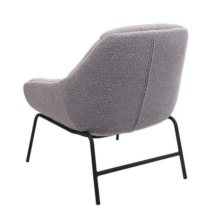 Lounge-Sessel HWC-J77, Cocktailsessel Sessel, Boucl Stoff Metall ~ hellgrau