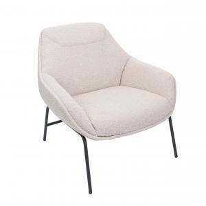 Lounge-Sessel HWC-J77, Cocktailsessel Sessel, Boucl Stoff Metall ~ creme-beige