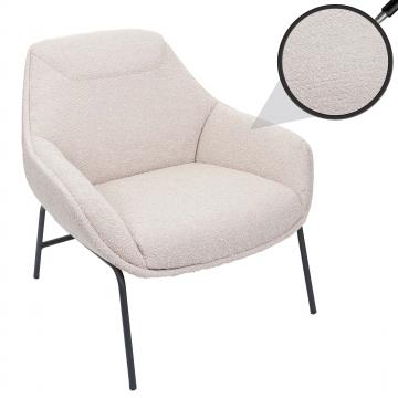 Lounge-Sessel HWC-J77, Cocktailsessel Sessel, Boucl Stoff Metall ~ creme-beige