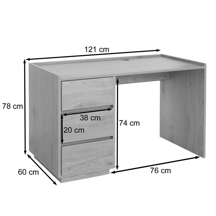 Schreibtisch HWC-J78, Bürotisch Computertisch Arbeitstisch, Schublade, 78x121x60cm ~ Eiche-Optik