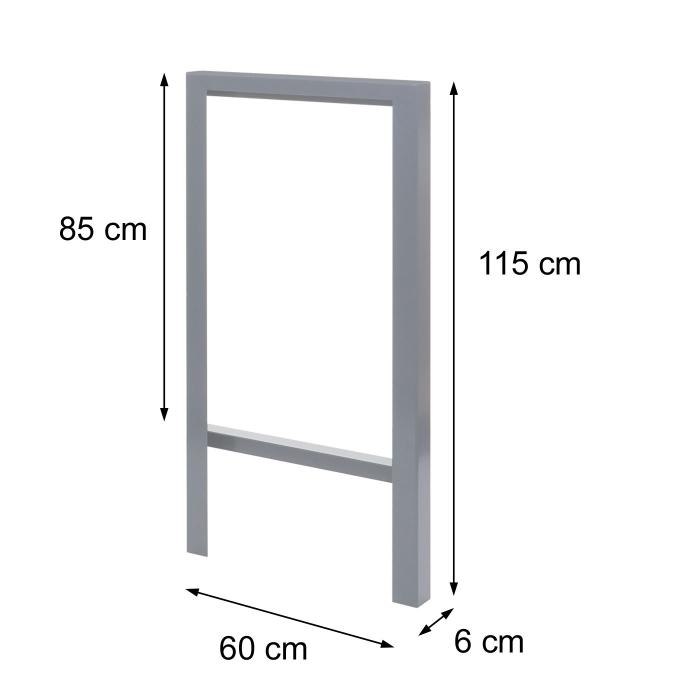 Fahrradbgel HWC-J74 Fahrradstnder Anlehnbgel, verzinkter Karbonstahl Outdoor-pulverbeschichtet 115x60x6cm ~ grau