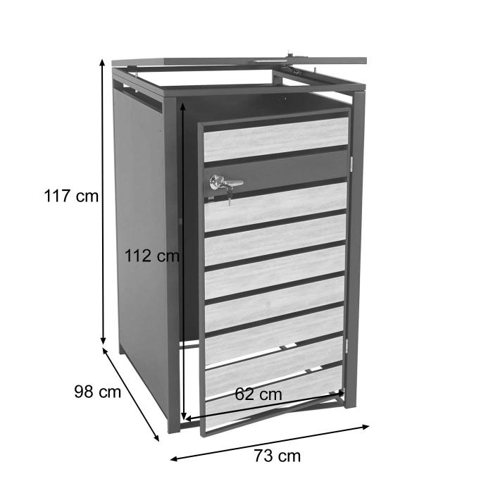 XL 1er/2er-Mlltonnenverkleidung HWC-J81, Mlltonnenbox, Metall 36kg anthrazit ~ gold