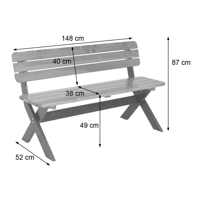 Gartengarnitur HWC-J83, Tisch + 2x Bank Sitzgruppe, Massiv-Holz MVG-zertifiziert ~ braun, Kiefer dunkelbraun