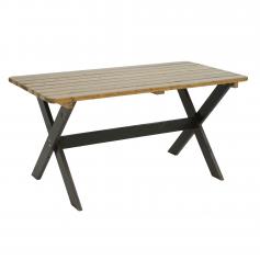 Tisch HWC-J83, Gartentisch Holztisch, Massiv-Holz MVG-zertifiziert 149cm ~ braun, Kiefer dunkelbraun