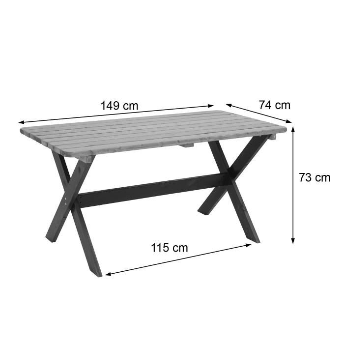 Gartengarnitur HWC-J83, Tisch + 2x Bank Sitzgruppe, Massiv-Holz MVG-zertifiziert ~ braun, Kiefer dunkelbraun