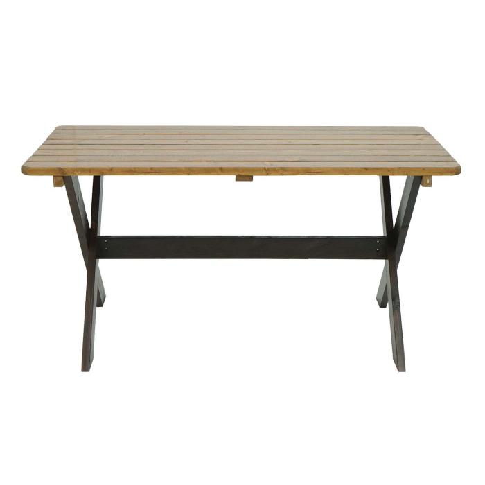 Tisch HWC-J83, Gartentisch Holztisch, Massiv-Holz MVG-zertifiziert 149cm ~ braun, Kiefer dunkelbraun