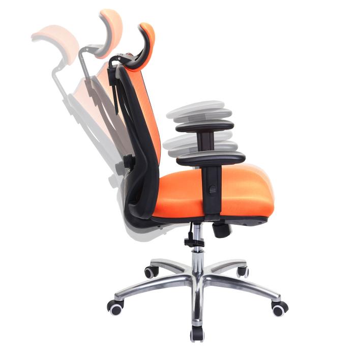 SIHOO Brostuhl Schreibtischstuhl, ergonomisch, verstellbare Lordosensttze, 150kg belastbar ~ ohne Fusttze, orange
