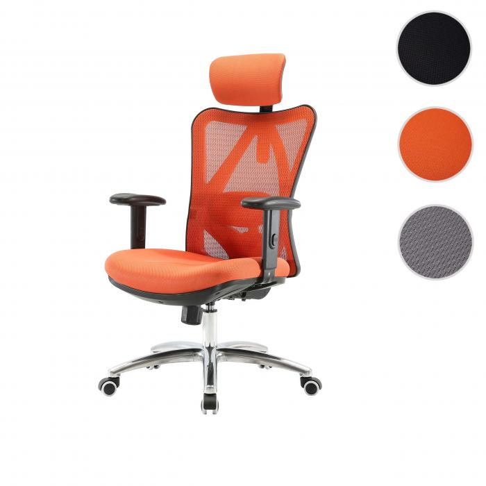 Brostuhl HWC-J86, Schreibtischstuhl, ergonomisch, verstellbare Lordosensttze 150kg belastbar ~ ohne Fusttze, orange