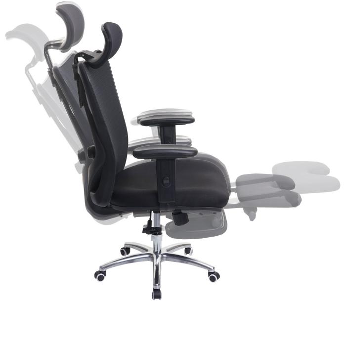 Brostuhl HWC-J86, Schreibtischstuhl, ergonomisch, verstellbare Lordosensttze 150kg belastbar ~ mit Fusttze, schwarz