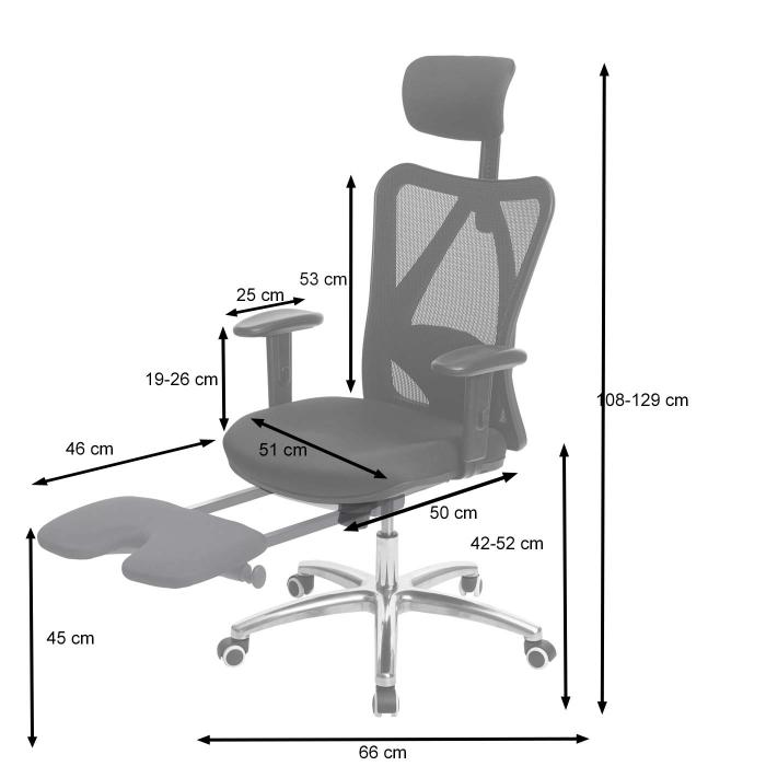 Brostuhl HWC-J86, Schreibtischstuhl, ergonomisch, verstellbare Lordosensttze 150kg belastbar ~ mit Fusttze, schwarz