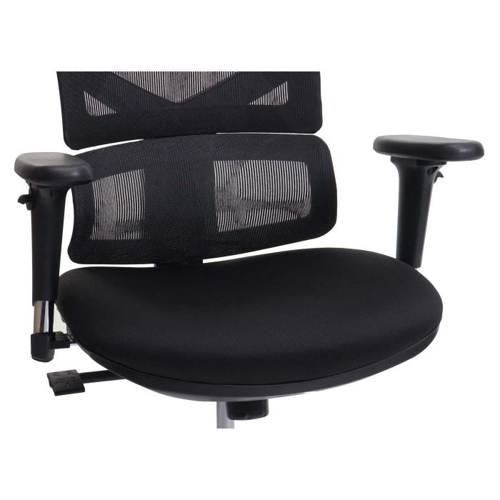 Brostuhl HWC-J89, Schreibtischstuhl ergonomisch, Lordosensttze hohe Rckenlehne 3D-Armlehnen ~ gepolstert schwarz