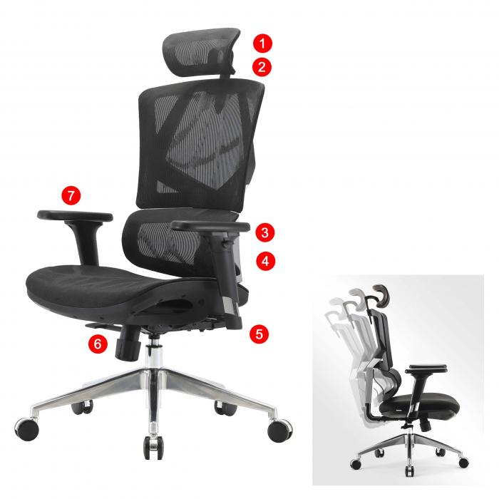 Bürostuhl HWC-J89, Schreibtischstuhl ergonomisch, Lordosenstütze hohe  Rückenlehne 3D-Armlehnen ~ Mesh schwarz von Heute-Wohnen