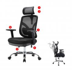 SIHOO Bürostuhl Schreibtischstuhl, ergonomisch, verstellbare Lordosenstütze und Armlehne ~ schwarz